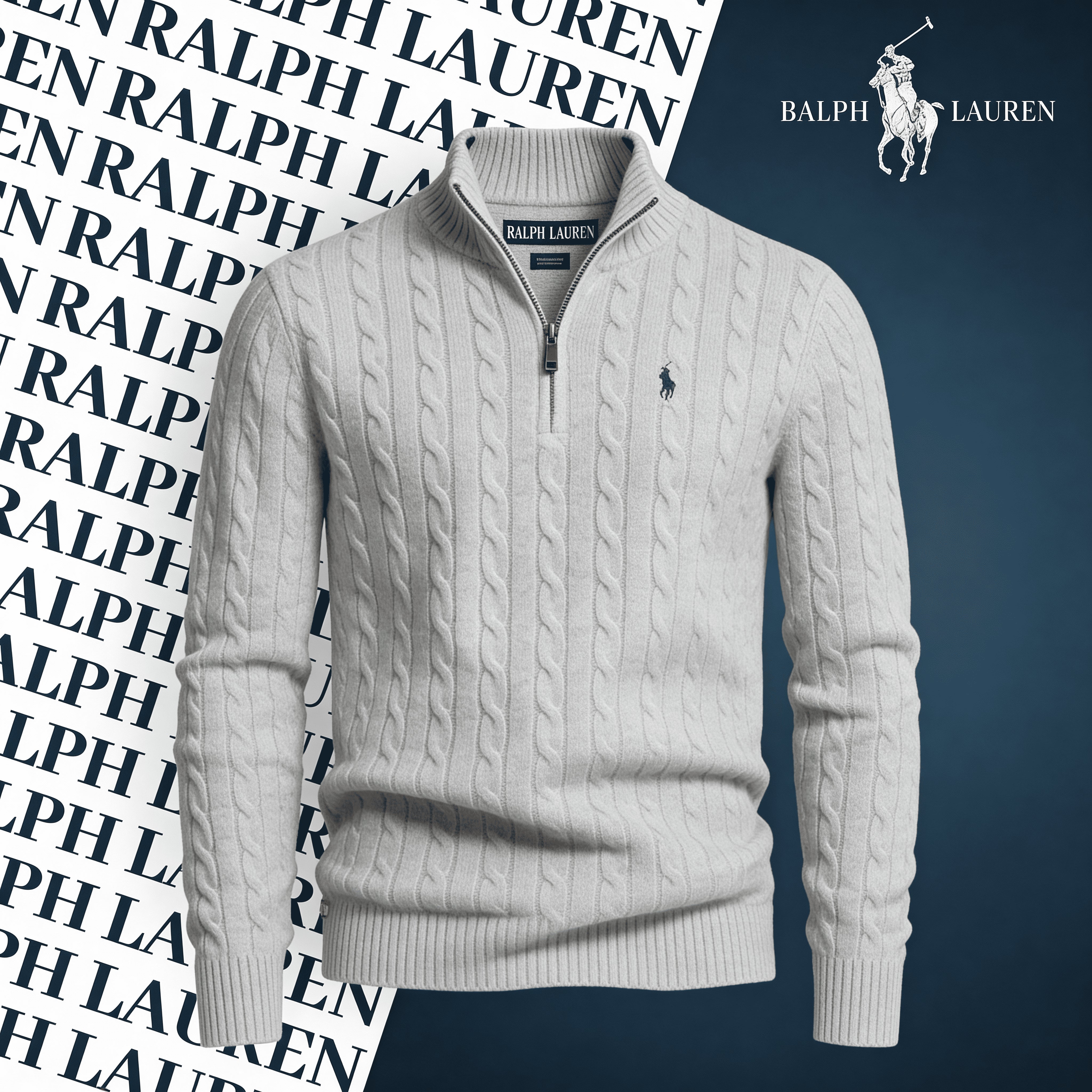 R&L CABLE-KNIT ZIP SWEATER SET